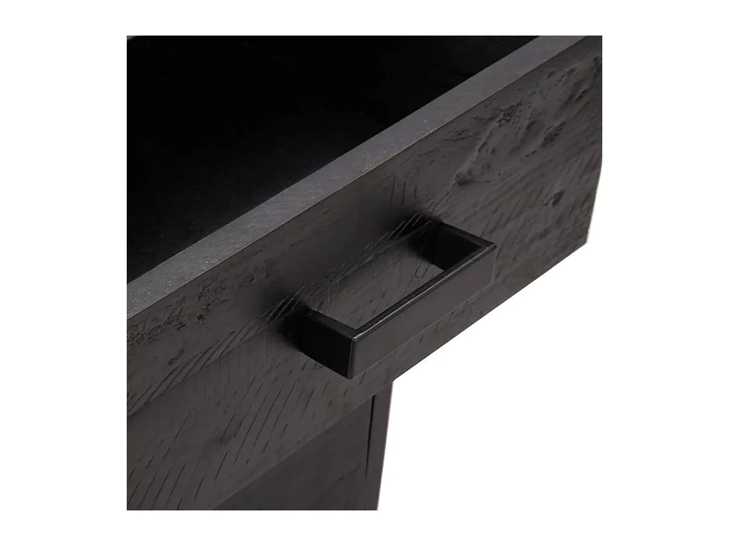Mesita de noche Negra 40x30x55 cm Madera maciza de pino