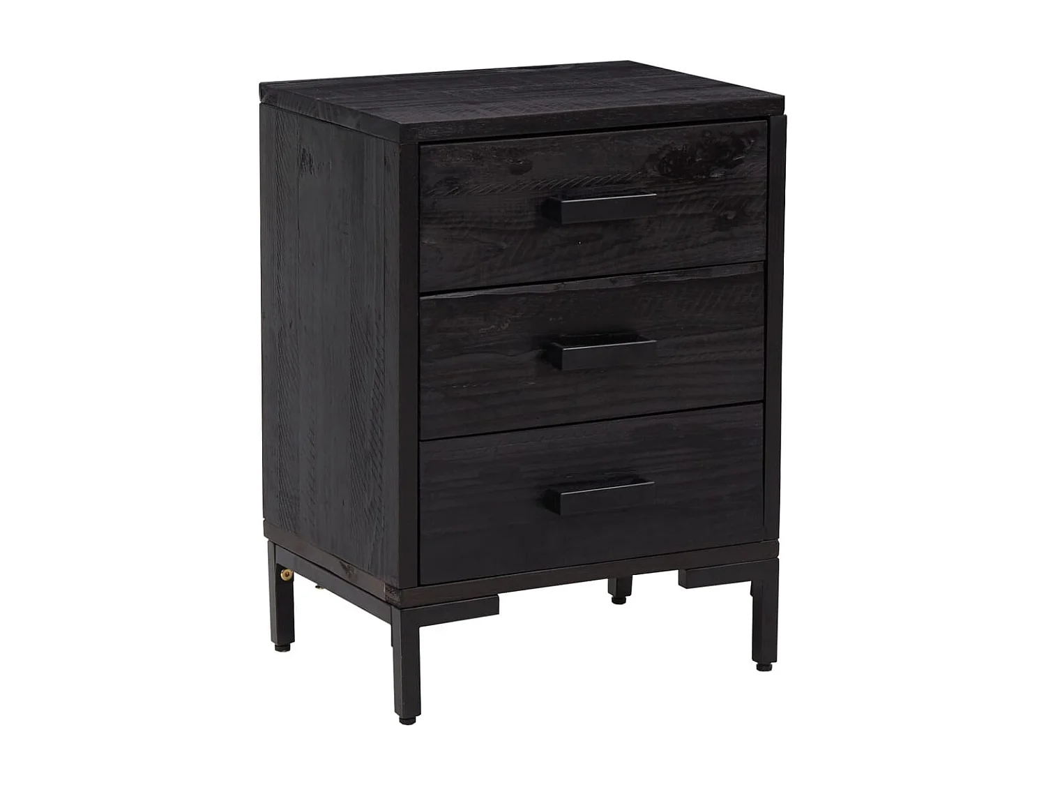 Comodino Nero 40x30x55 cm Legno massello di pino