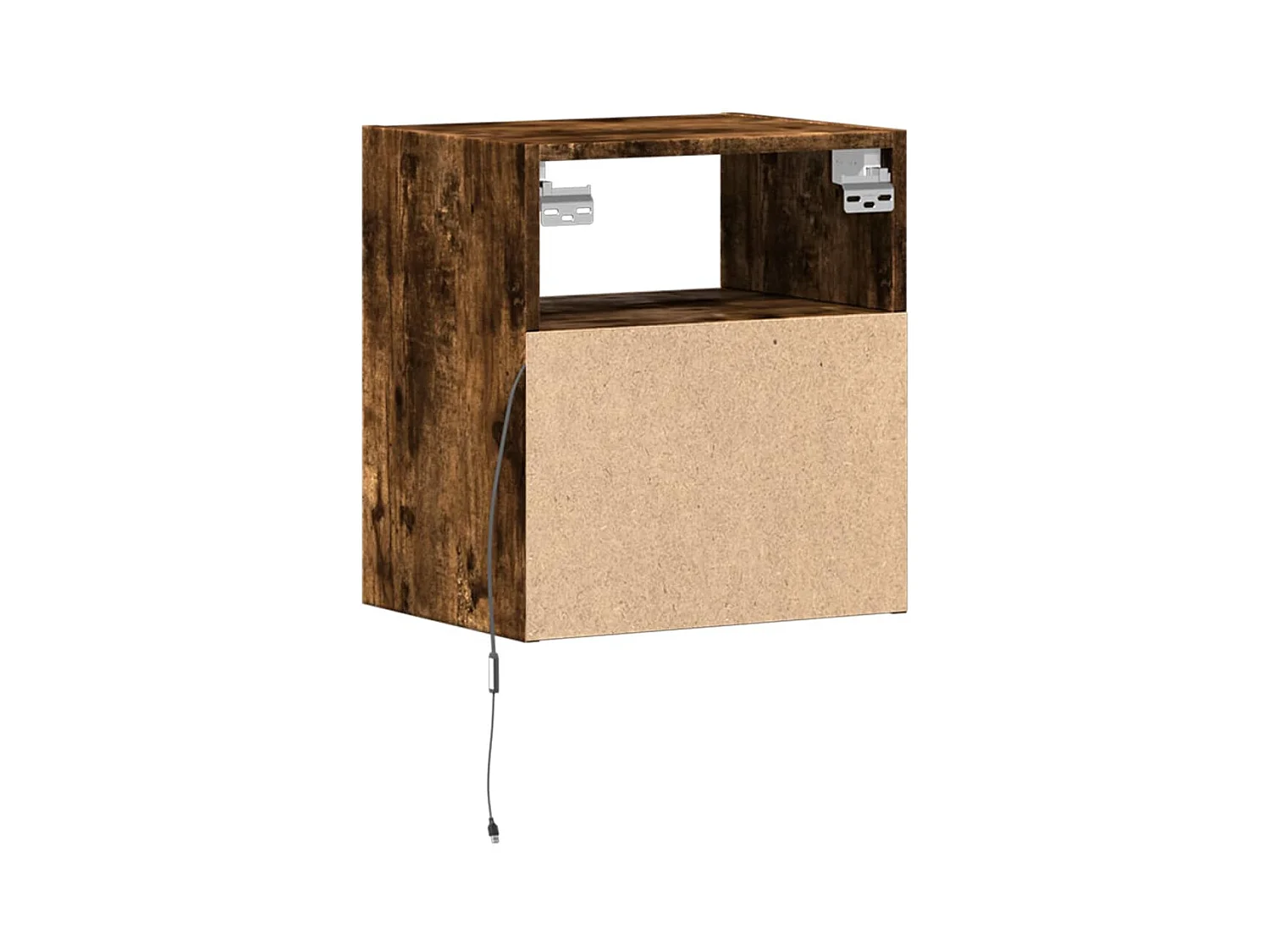 Comodini da parete con luci LED 2 pezzi rovere affumicato