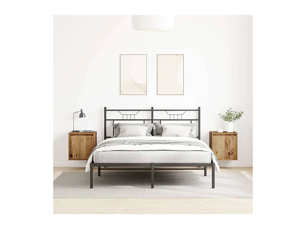 Comodini da parete 2 pezzi in legno vecchio 38x34x40 cm