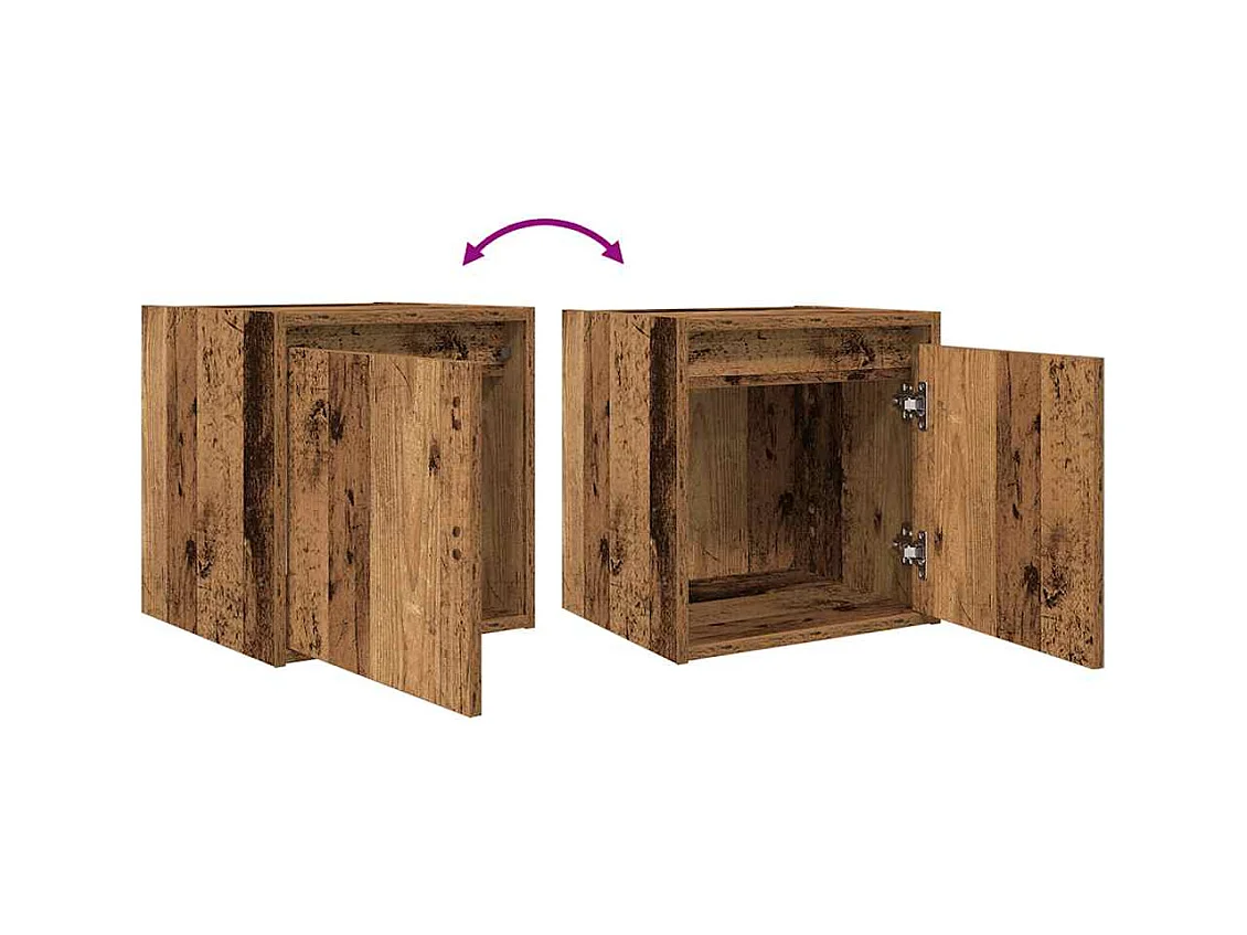 Comodini da parete 2 pezzi in legno vecchio 38x34x40 cm