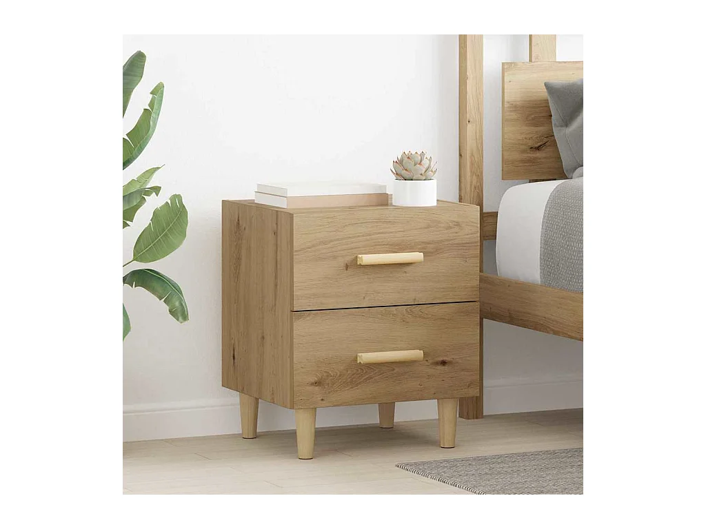 Bettschrank mit Schublade, handgefertigte Eiche, 40 x 35 x 47,5 cm