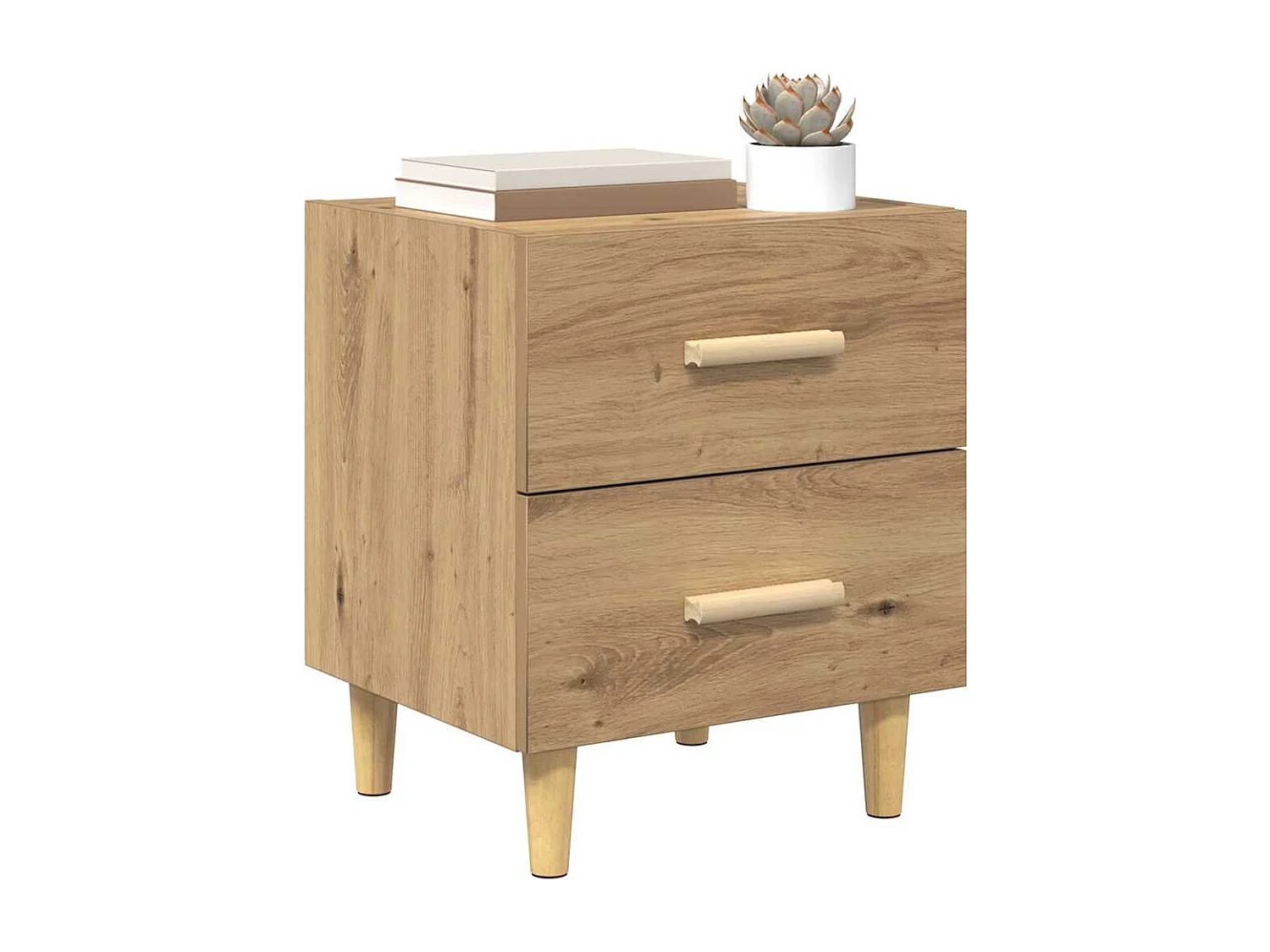 Bettschrank mit Schublade, handgefertigte Eiche, 40 x 35 x 47,5 cm