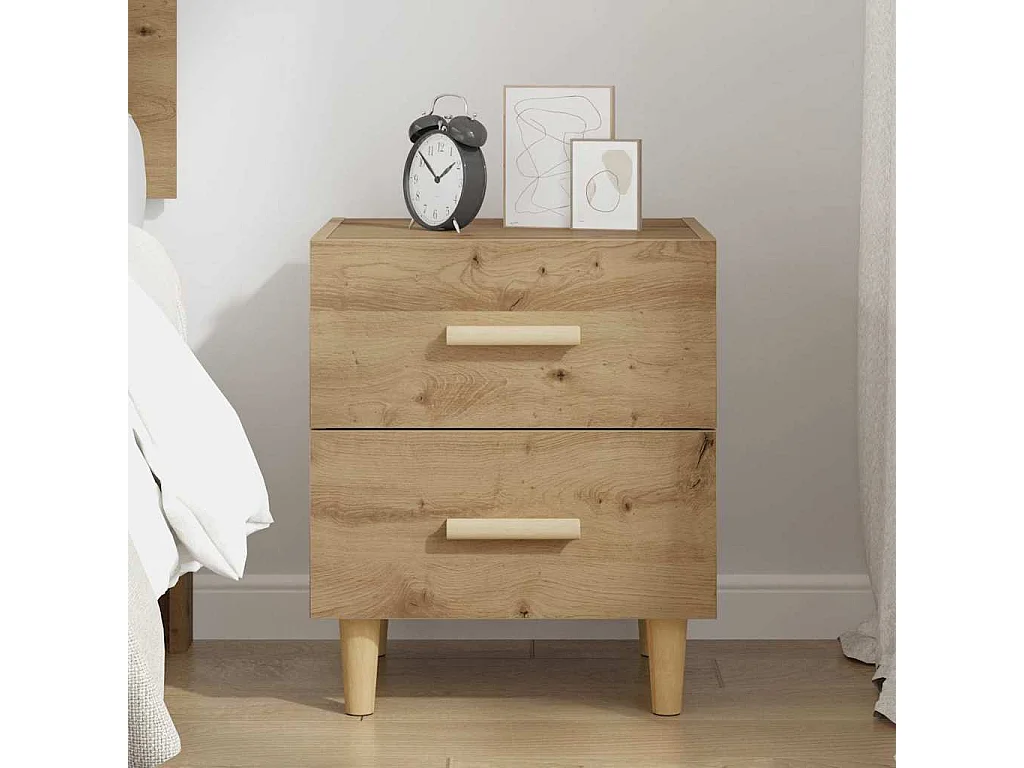 Bettschrank mit Schublade, handgefertigte Eiche, 40 x 35 x 47,5 cm