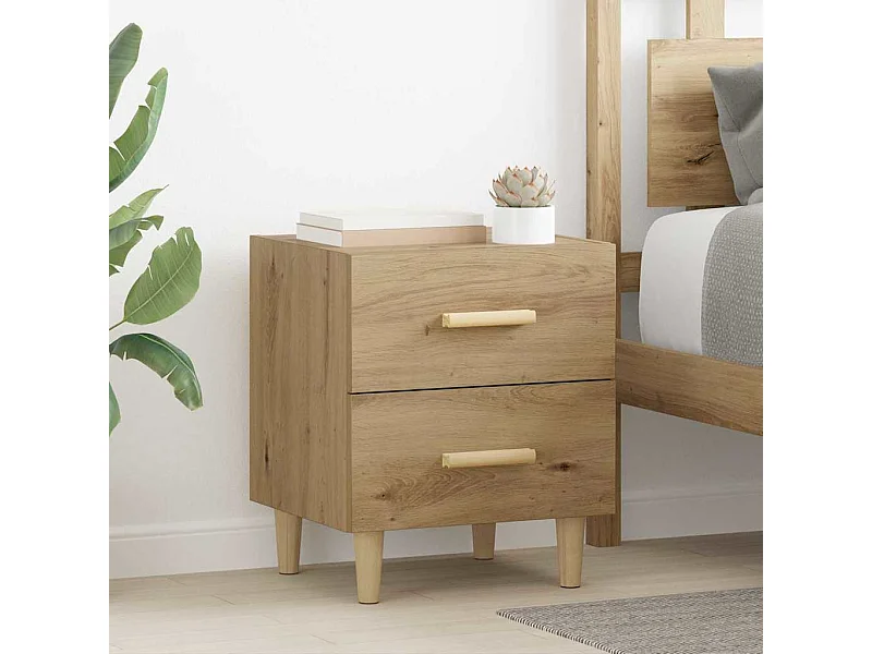 Bettschrank mit Schublade, handgefertigte Eiche, 40 x 35 x 47,5 cm