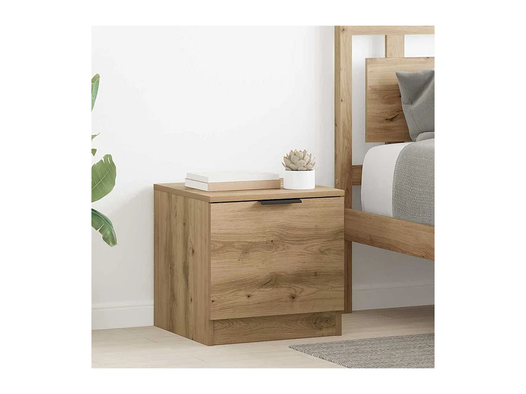 2-delige bedkast, handgemaakt eikenhout, 40 x 39 x 40 cm