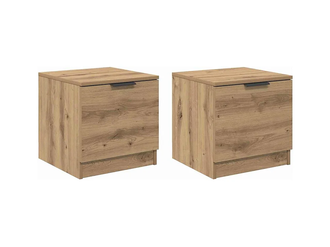 2-delige bedkast, handgemaakt eikenhout, 40 x 39 x 40 cm