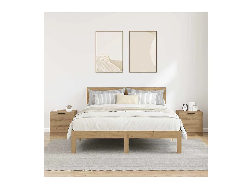 2-delige bedkast, handgemaakt eikenhout, 40 x 39 x 40 cm