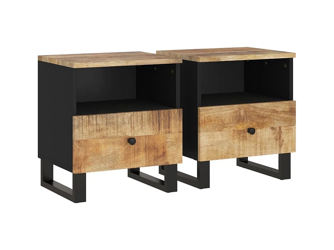 Tables de chevet 2 pcs Bois de manguier solide et d'ingénierie
