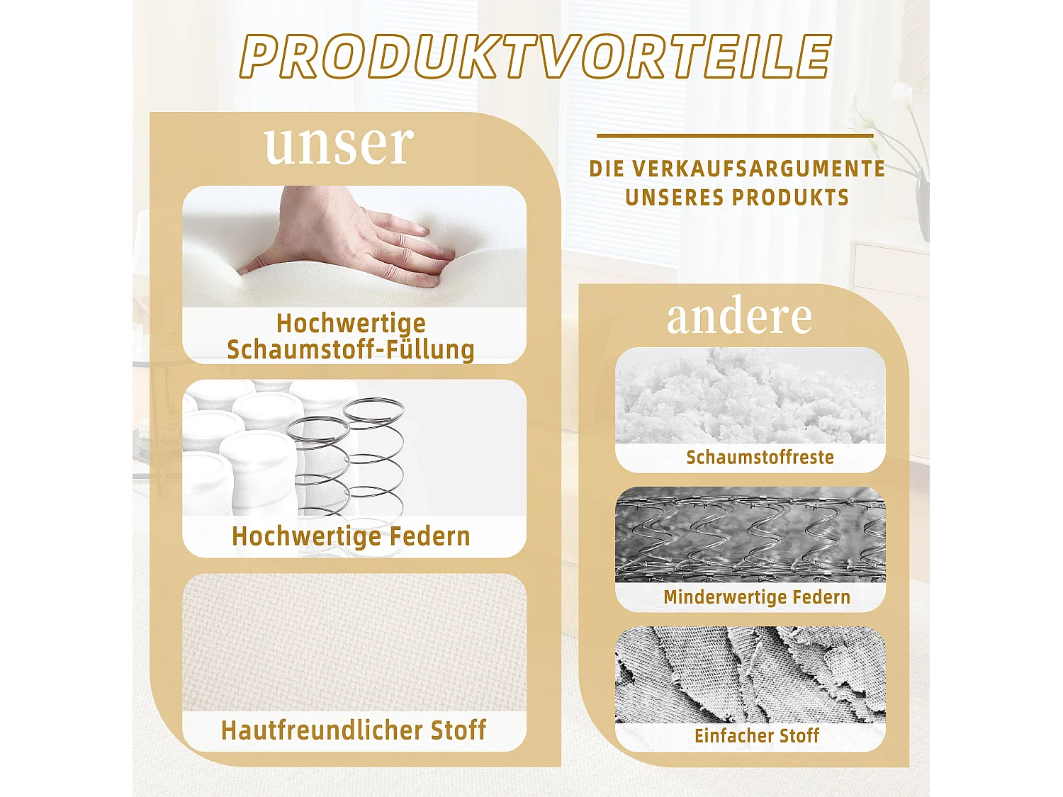 Modulares Sofa - 198 x 79 x 60 cm - umbaubar - mit Seitentaschen - Chenille - beige