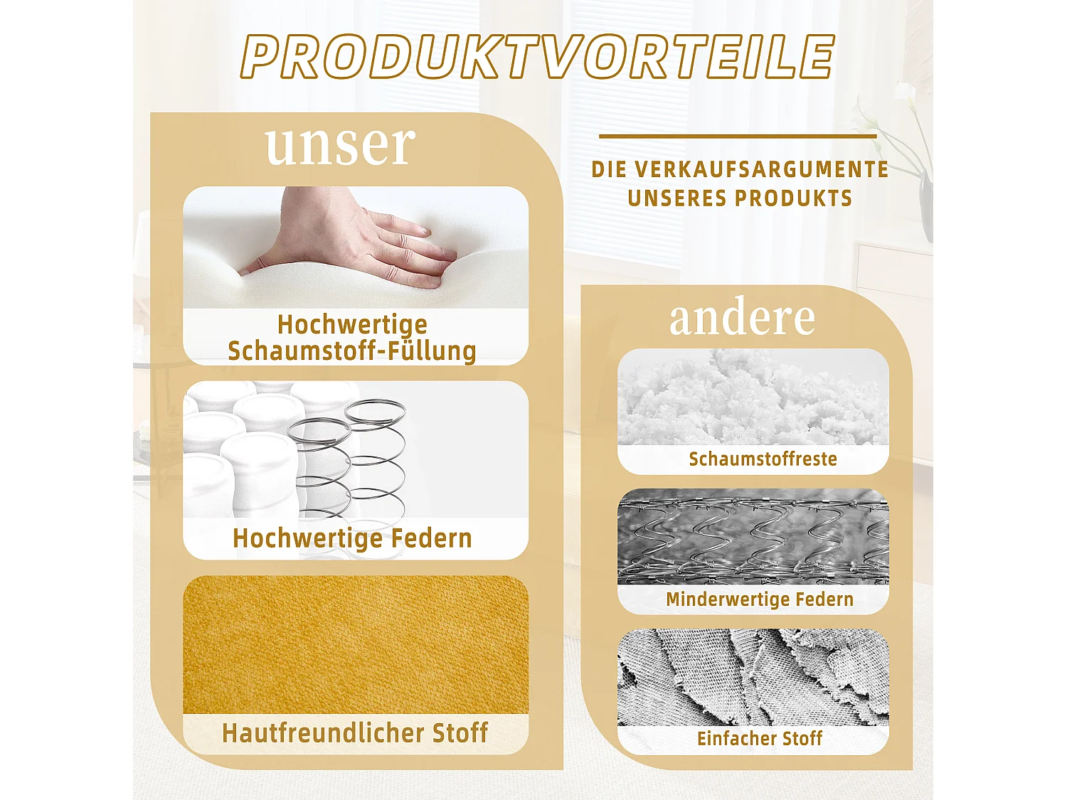 Canapé modulable à volonté - 198 x 79 x 60 cm - convertible - avec poches latérales - chenille - jaune