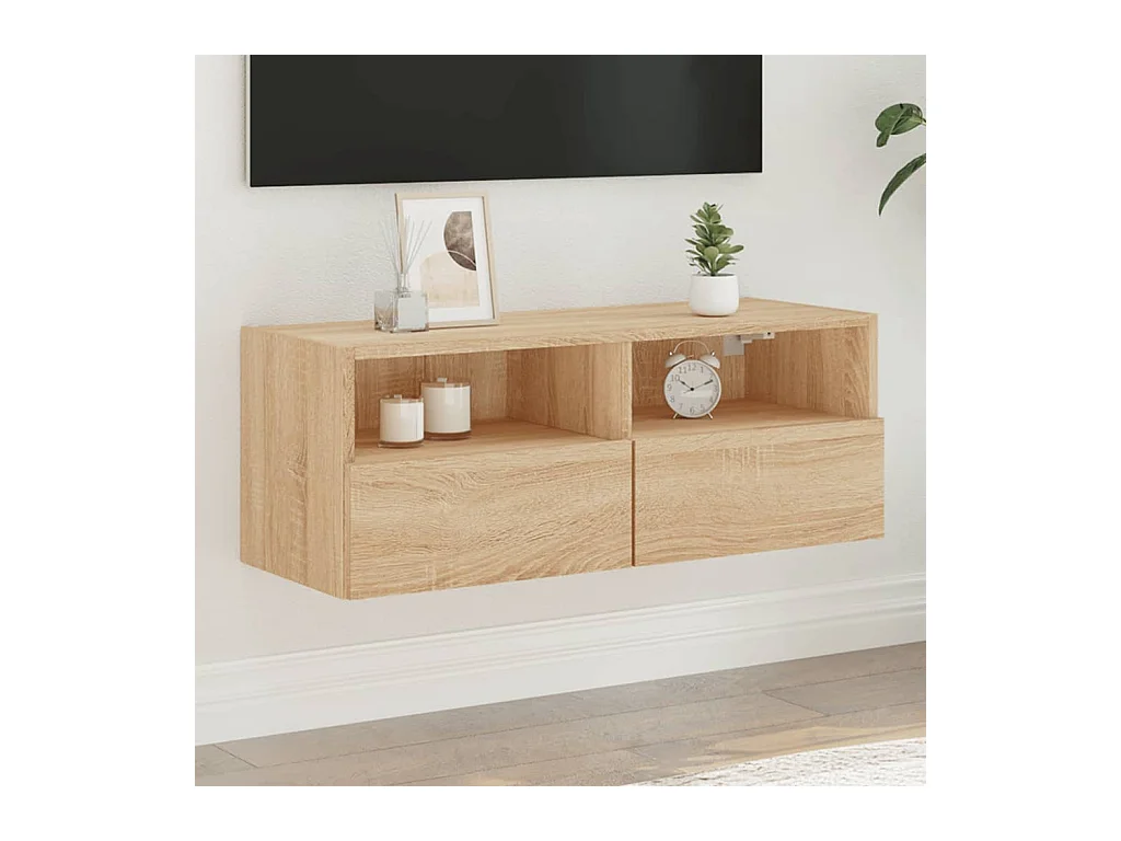 Sonoma eiken wandmeubel 80x30x30 cm bewerkt hout