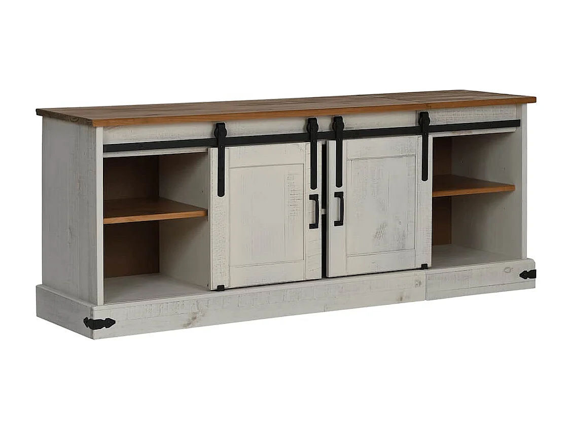 Meuble TV HALDEN 2 portes coulissantes blanc 150x40x60 cm