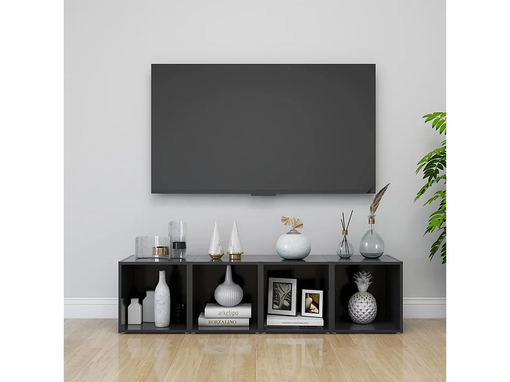 Meubles TV 2 pcs gris 37x35x37 cm bois d’ingénierie