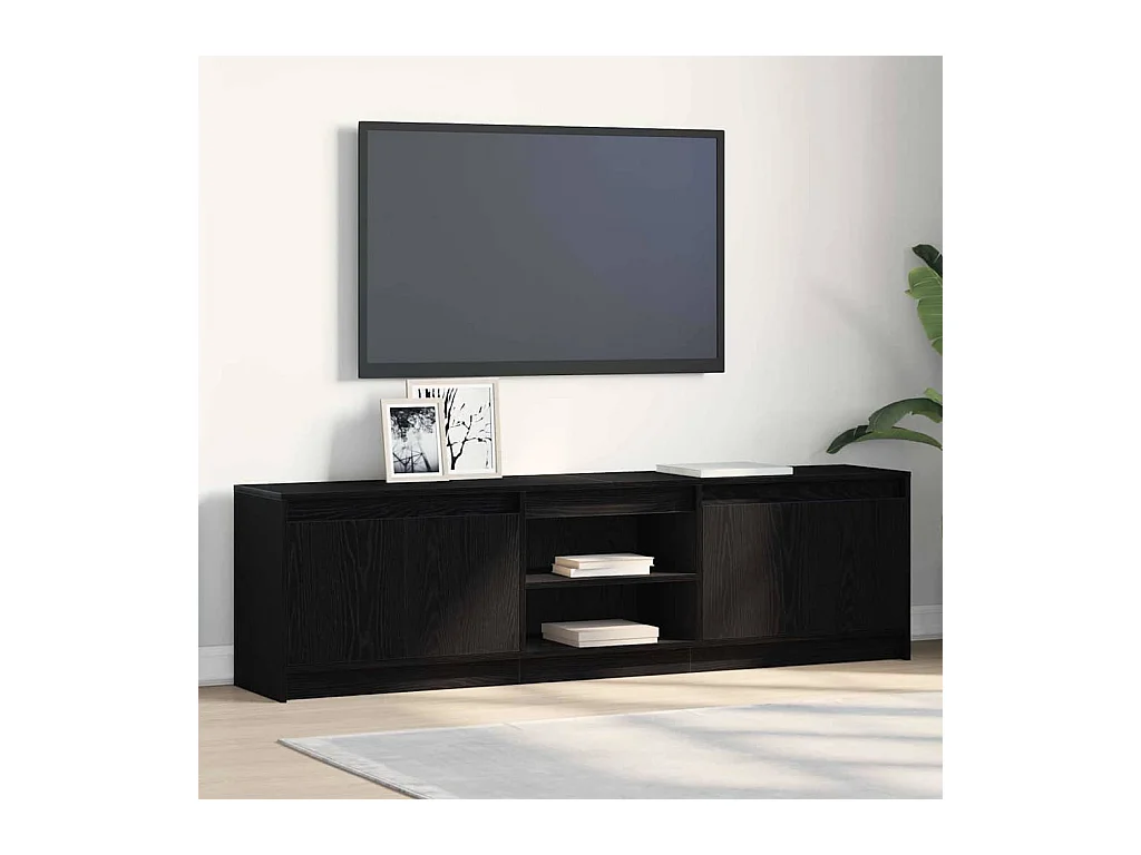 Meuble TV Noir 182 x 34 x 50 cm Bois d'ingénierie