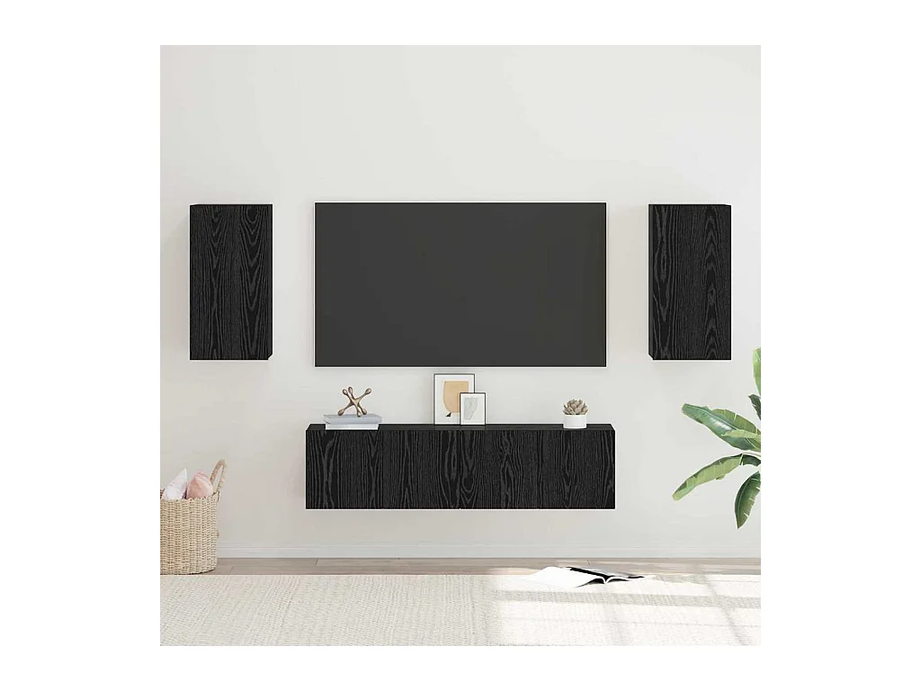 Ensemble meuble TV 4 pcs Chêne noir Moyen 30.5 x 30 x 60 cm