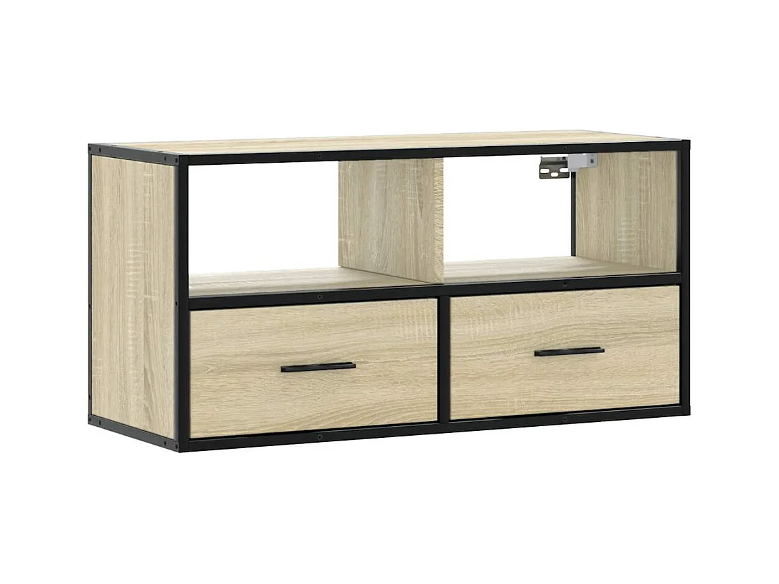 Sonoma eiken tv-kast 80x31x39,5 cm bewerkt hout en metaal