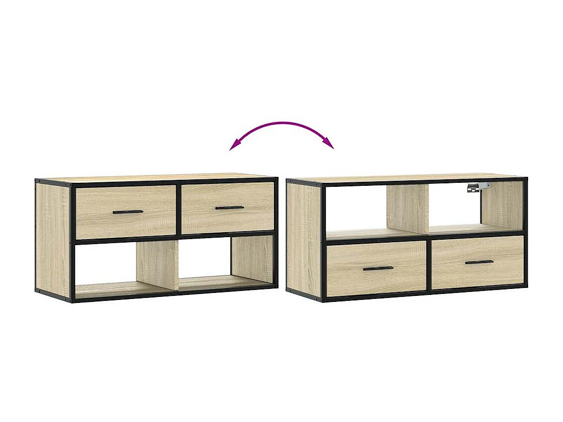 Sonoma eiken tv-kast 80x31x39,5 cm bewerkt hout en metaal