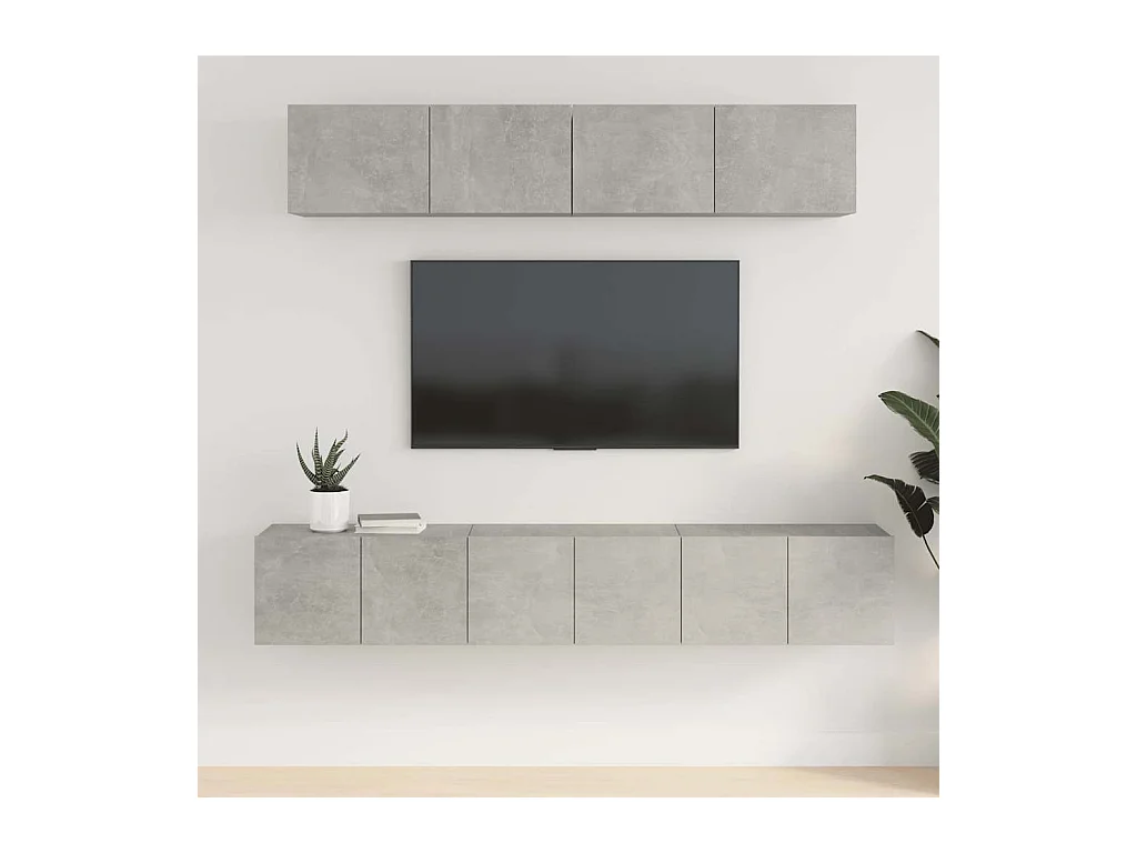 Set di mobili TV da 5 pezzi in legno ingegnerizzato grigio cemento