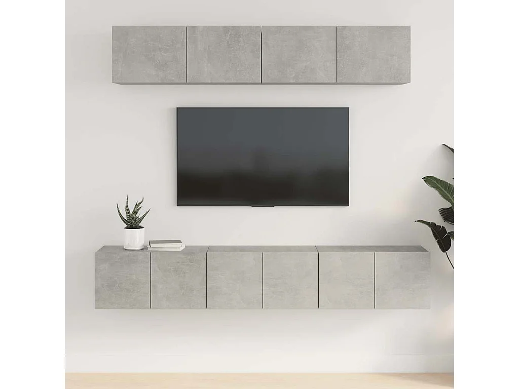Ensemble de meubles TV 5 pcs Gris béton Bois d'ingénierie