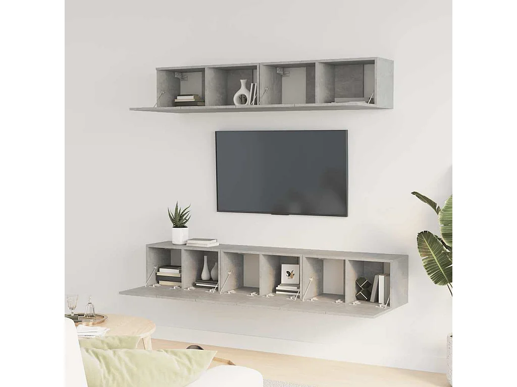 Ensemble de meubles TV 5 pcs Gris béton Bois d'ingénierie