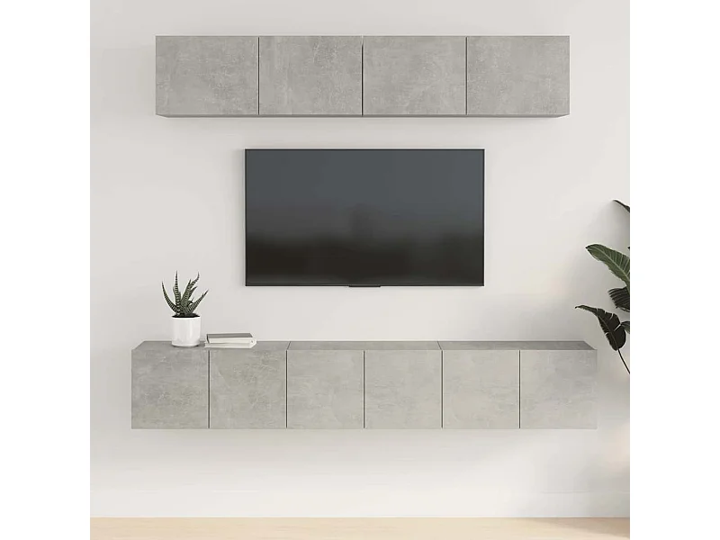 Ensemble de meubles TV 5 pcs Gris béton Bois d'ingénierie