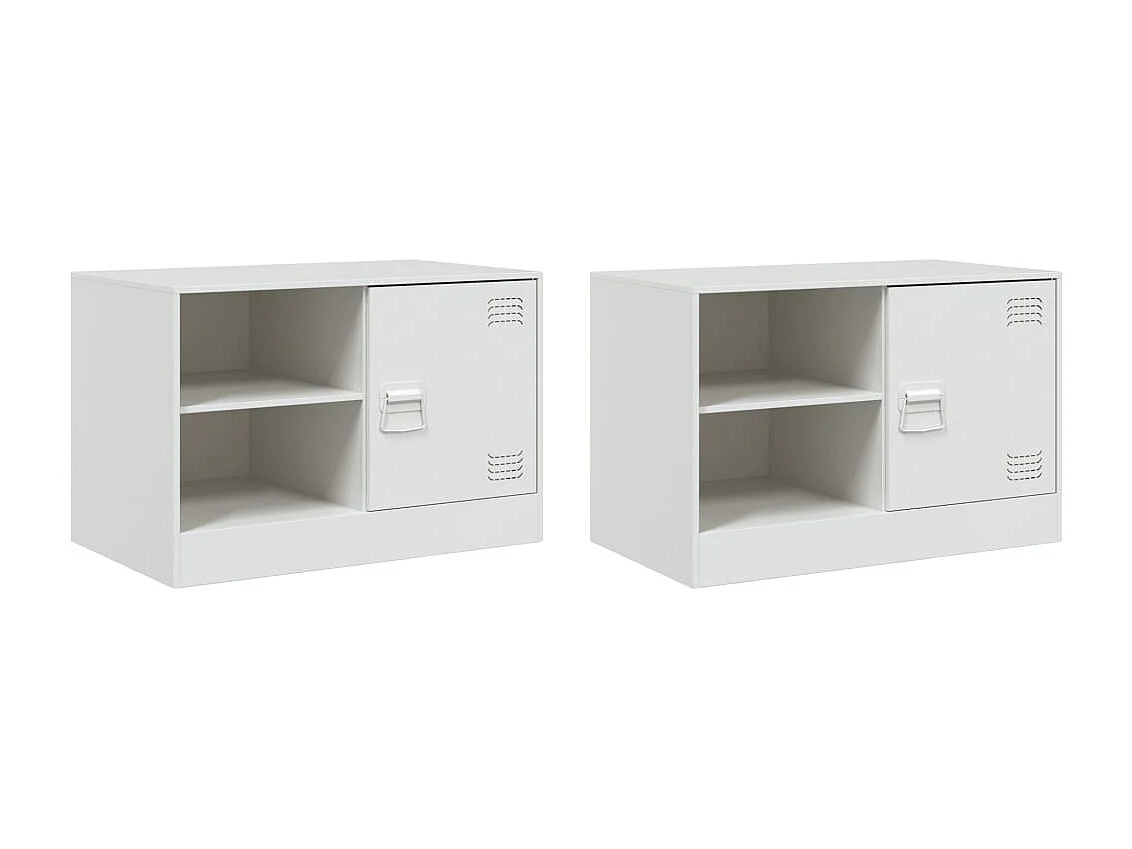 Meubles TV 2 pcs blanc 67x39x44 cm acier