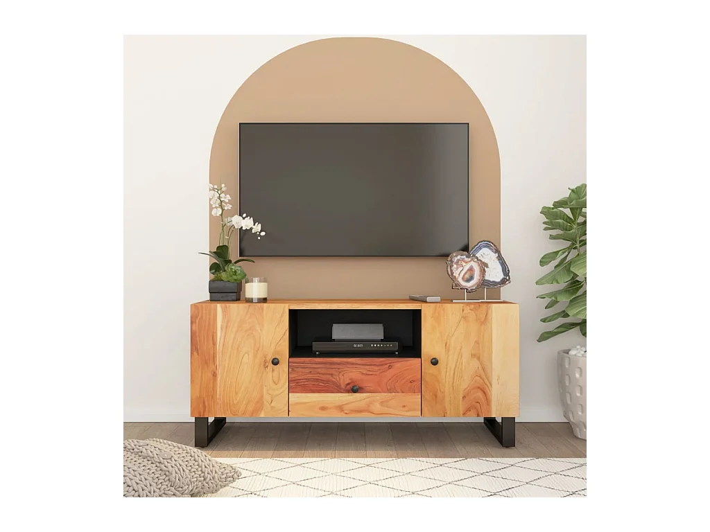 Mobile TV 105x33,5x46 cm in legno massello e ingegnerizzato di acacia