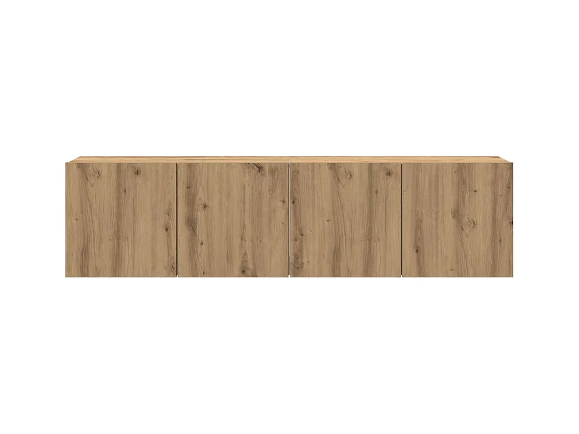 Muebles de TV de pared de 2 piezas, roble hecho a mano, 80x30x41 cm