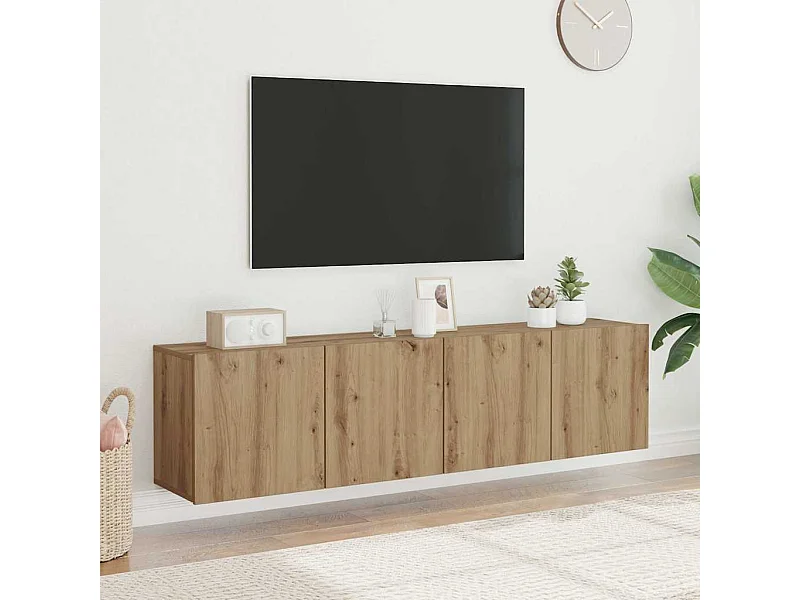 2-teilige TV-Wandschränke, handgefertigte Eiche, 80x30x41 cm