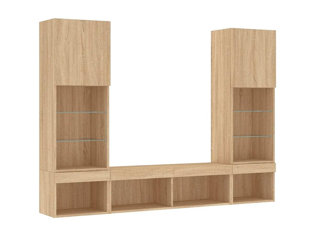 Unités murales TV avec LED 5 pcs chêne sonoma bois d'ingénierie