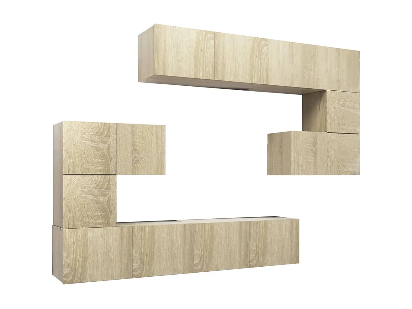 Set di mobili TV da 8 pezzi in legno ingegnerizzato Sonoma Oak