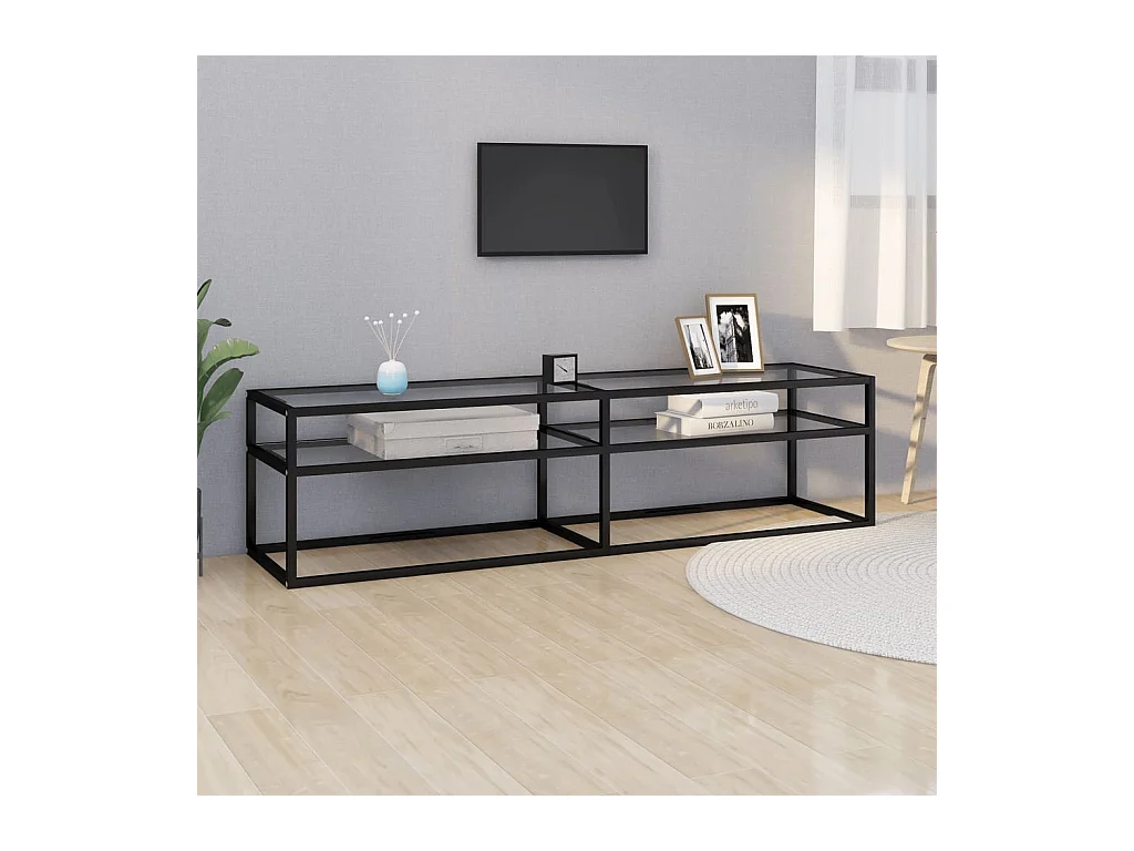 Meuble TV transparent 160x40x40,5 cm verre trempé