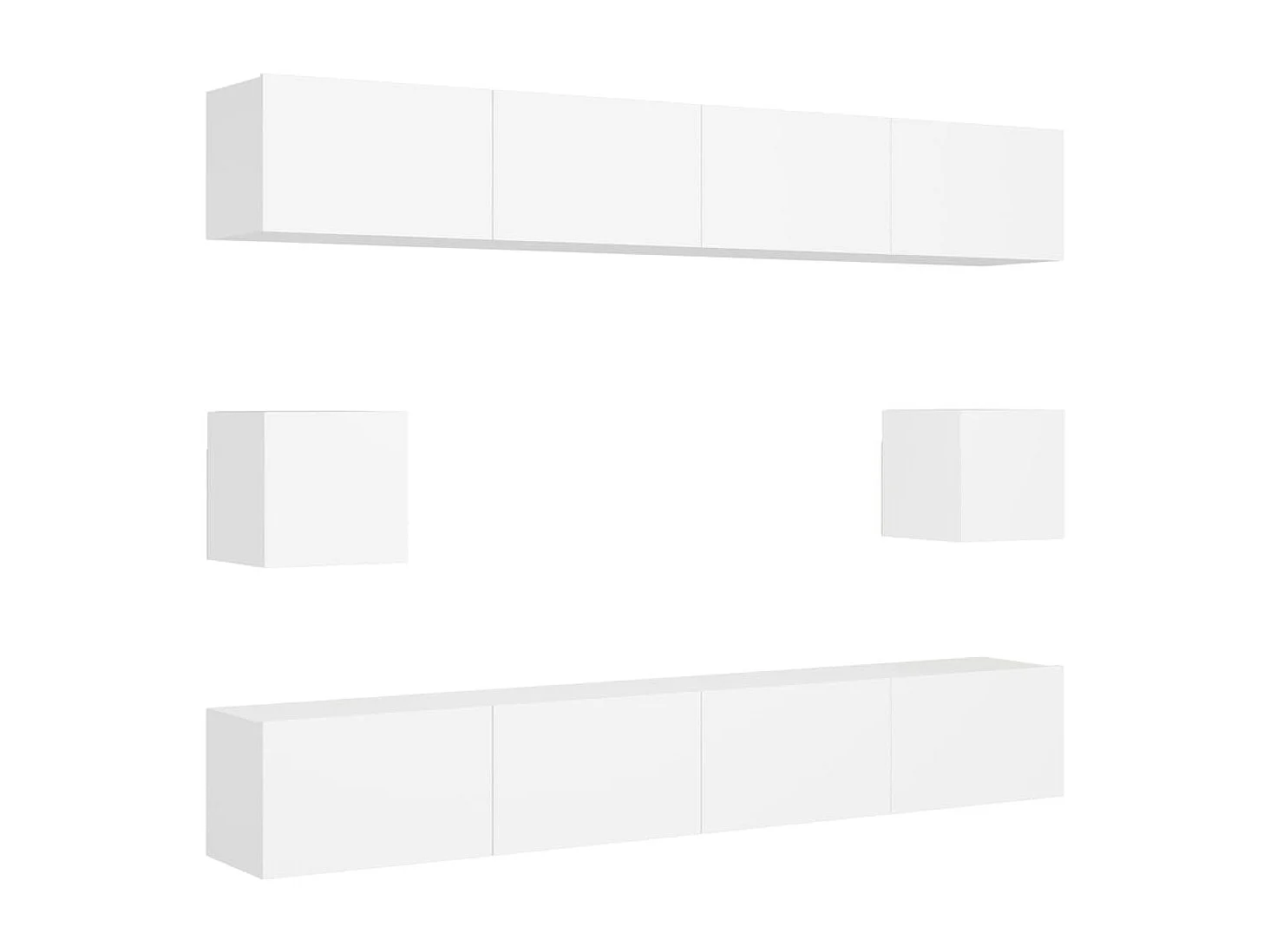 Conjunto de soporte para TV de 6 piezas, blanco, madera de ingeniería