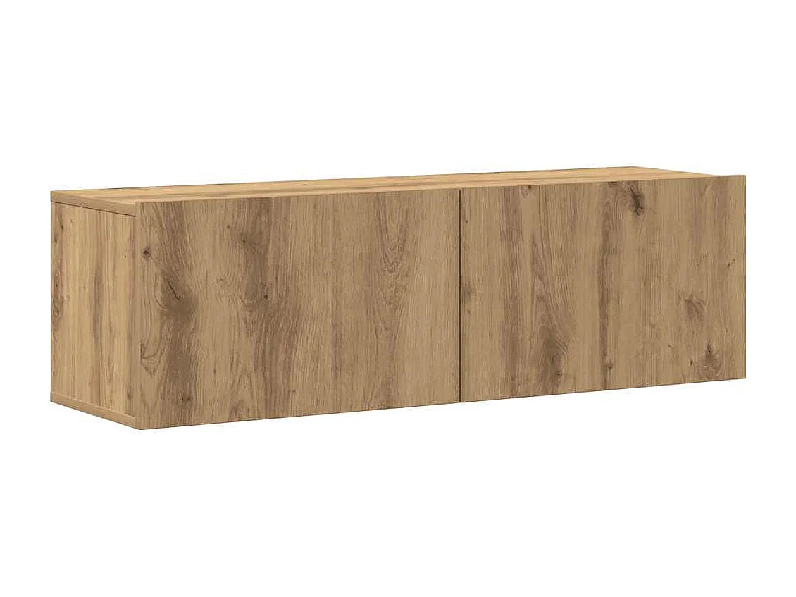 Set di mobili porta TV da parete da 4 pezzi, in rovere lavorato a mano