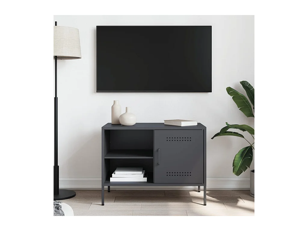 Mobile porta TV antracite 68x39x50,5 cm acciaio