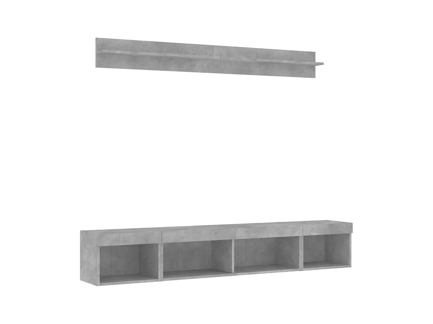 Unités murales TV avec LED 5 pcs gris béton bois d'ingénierie