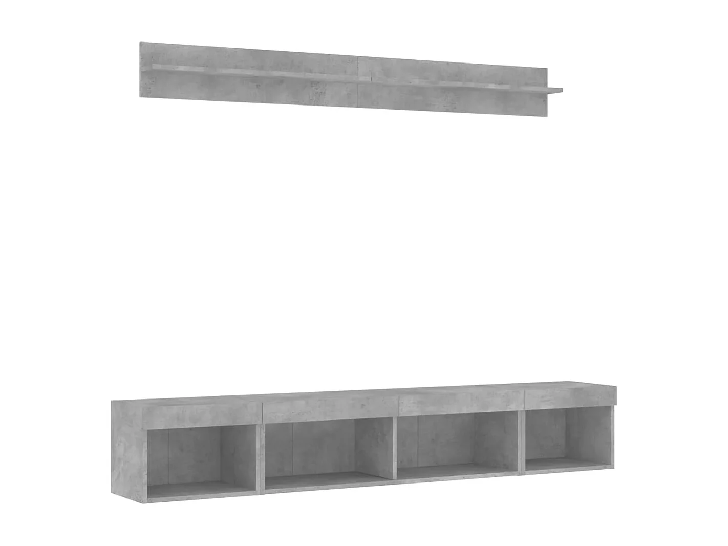 Unités murales TV avec LED 5 pcs gris béton bois d'ingénierie