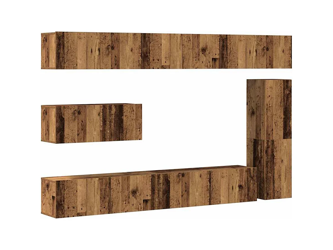 Ensemble de meuble TV mural 7 pcs vieux bois bois d'ingénierie