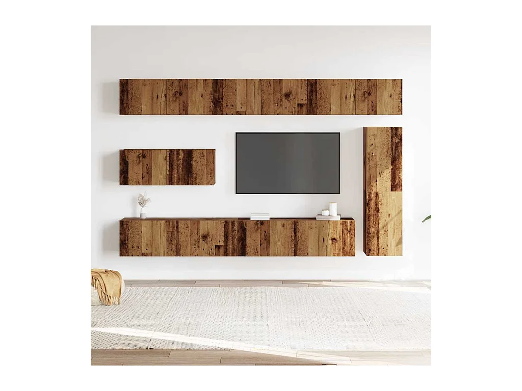 Ensemble de meuble TV mural 7 pcs vieux bois bois d'ingénierie