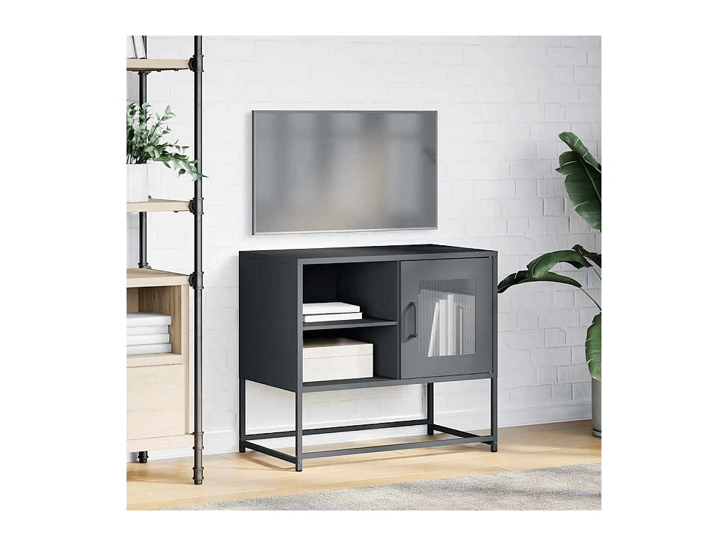 Mobile porta TV antracite 68x39x60,5 cm acciaio