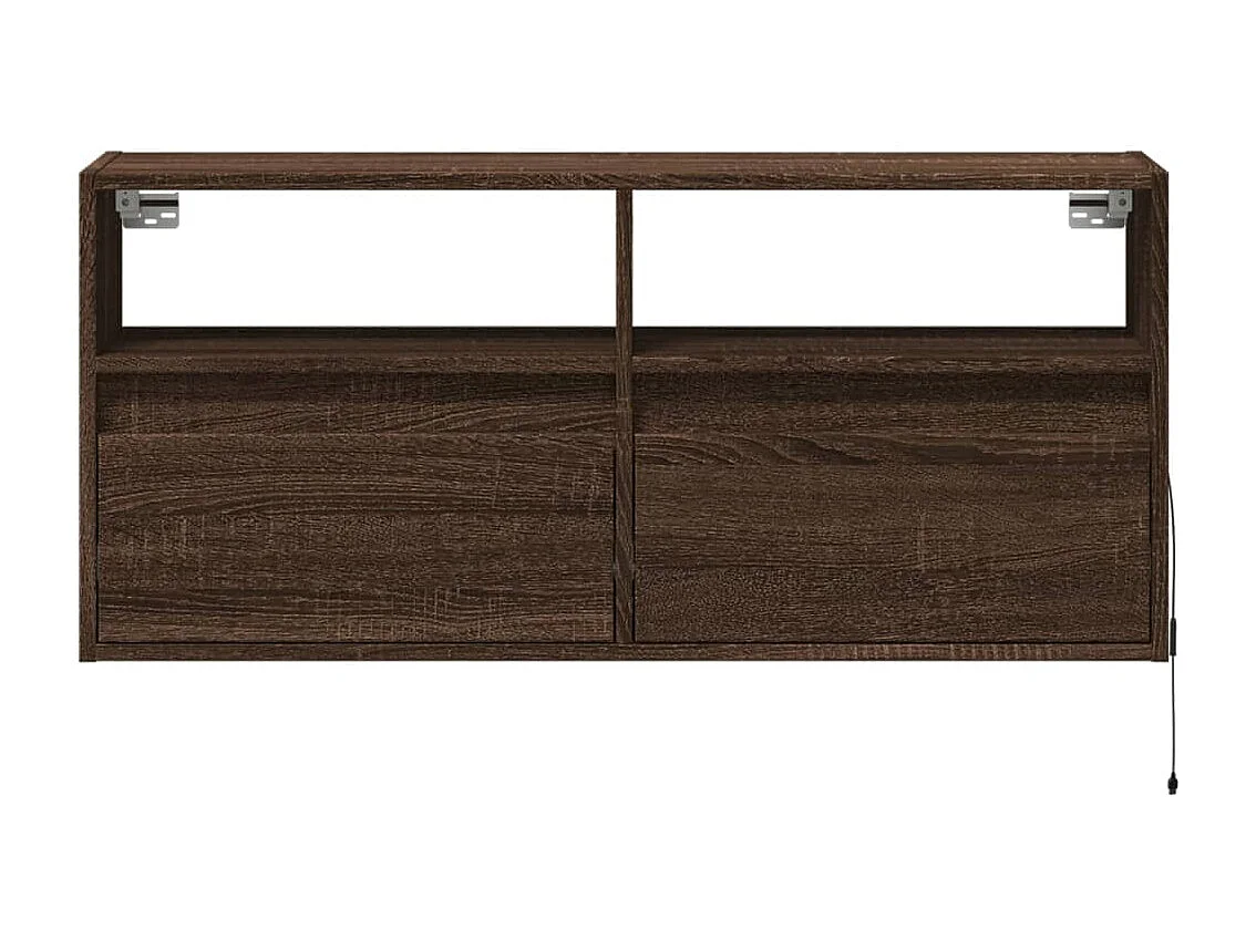 TV-wandmeubel met ledverlichting, bruin eiken, 100x31x45 cm