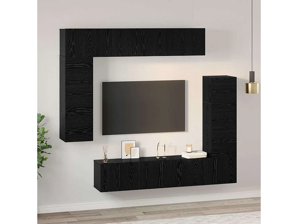 8-delige tv-meubelset Zwart eiken 80 x 30 x 30 cm