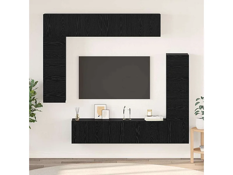 Ensemble meuble TV 8 pcs Chêne noir 80 x 30 x 30 cm