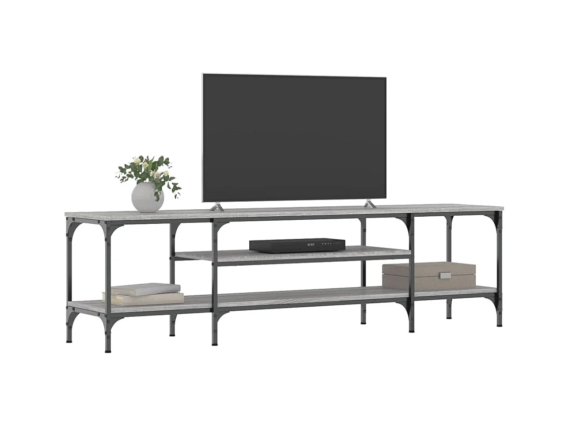Mobile TV Sonoma Grey 161x35x45 cm in legno ingegnerizzato e ferro