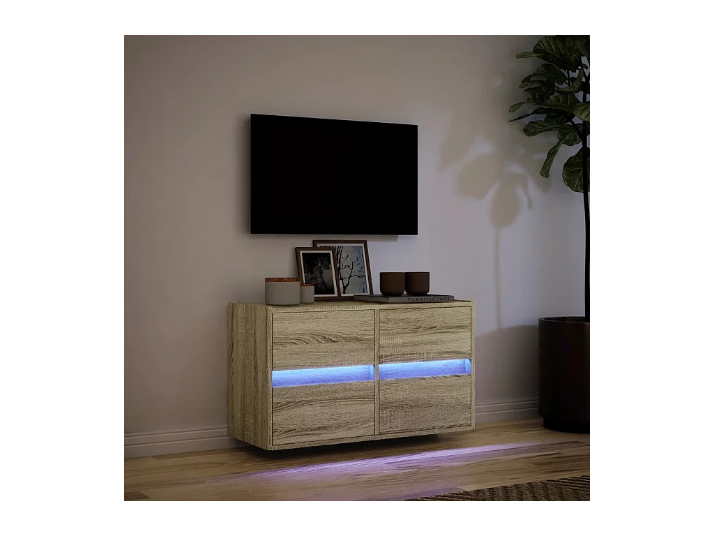 Wandmeubel met LED-verlichting Sonoma eiken 80x31x45 cm
