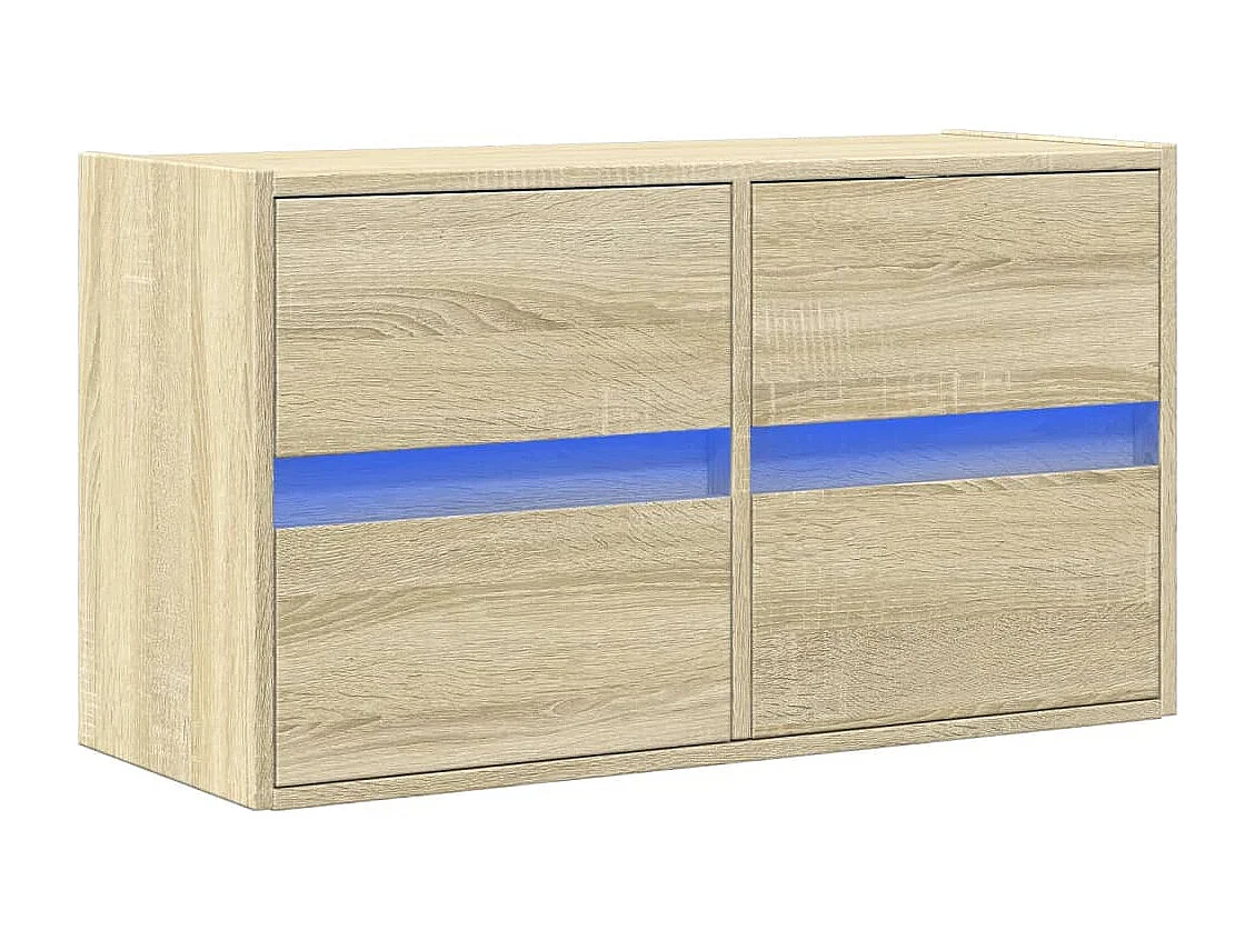 Mobile porta TV a parete con luci LED Rovere Sonoma 80x31x45 cm