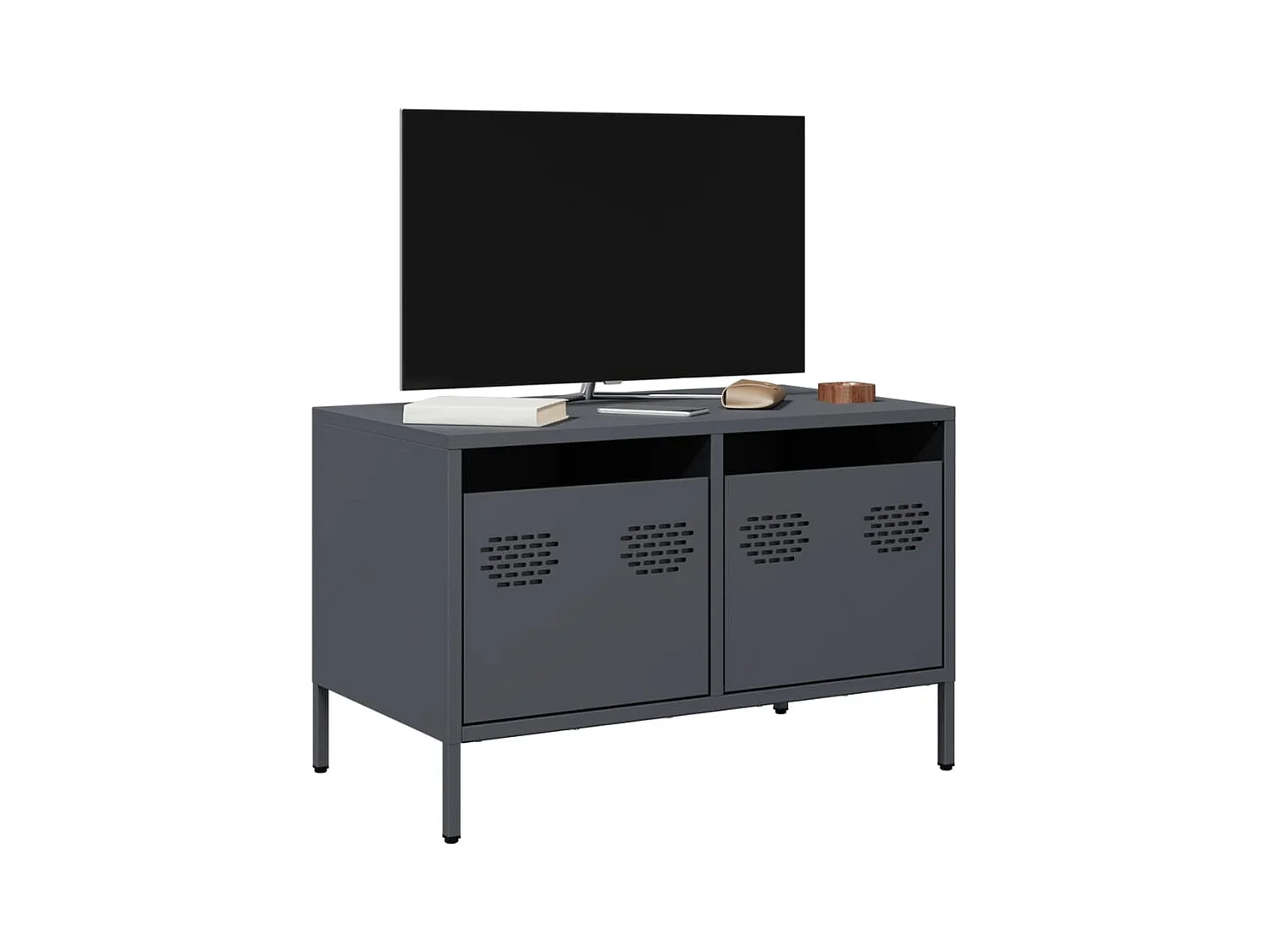 Meuble TV anthracite 68x39x43,5 cm acier laminé à froid
