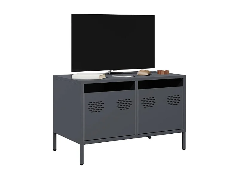 Meuble TV anthracite 68x39x43,5 cm acier laminé à froid