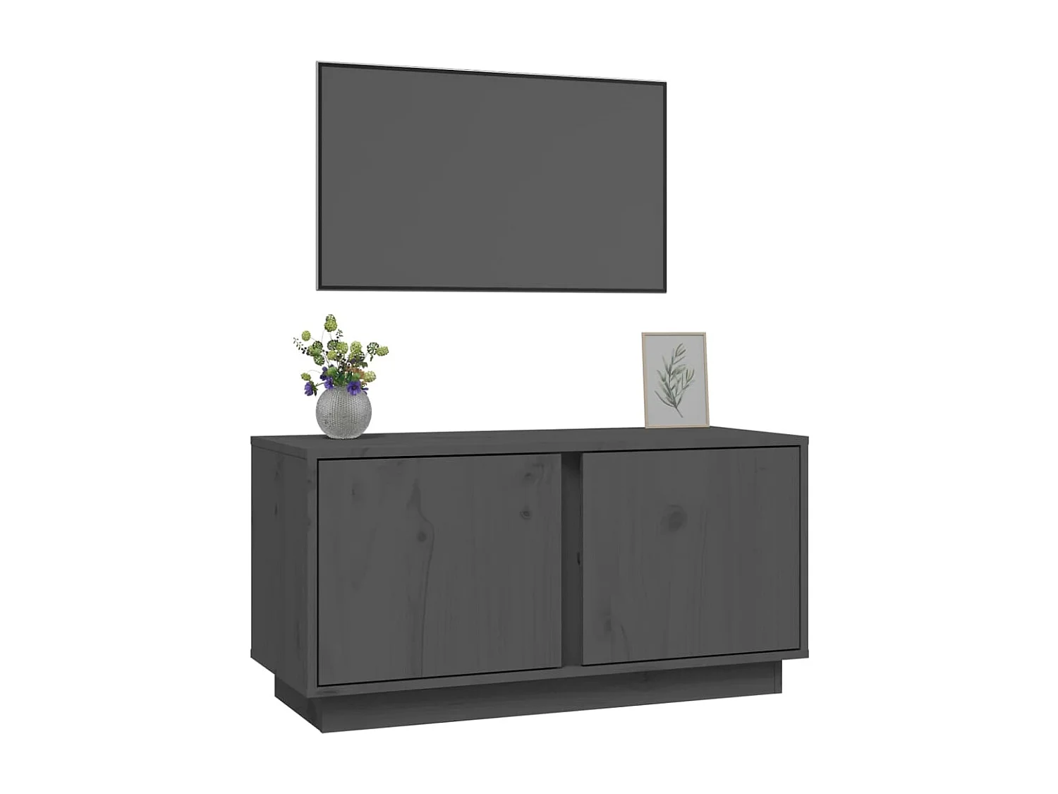 Grijze tv-kast 80x35x40,5 cm Massief grenenhout